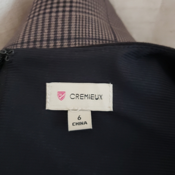 NWT Cremieux taupe checked fit &  flare dress 6 - Picture 6 of 8